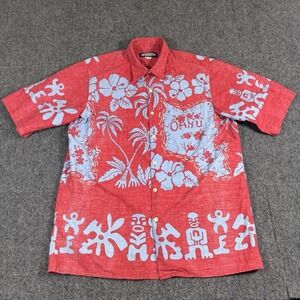 Reyn Spooner Phil Edwards Men's M Red Hawaiian Oahu 100% Cotton Front Pocket